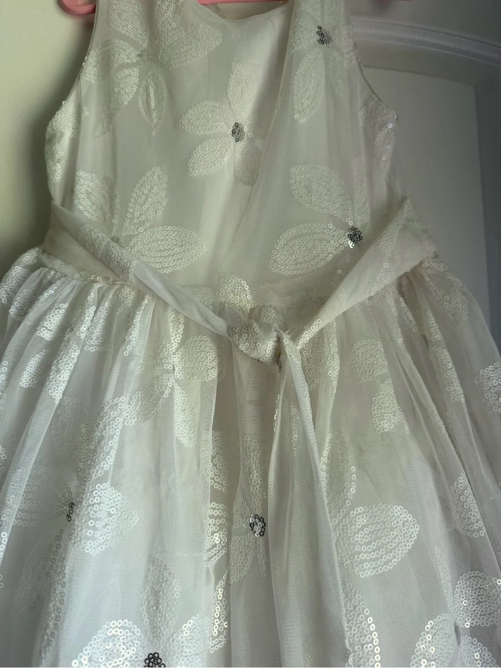 Place Ivory Sequin Floral Tulle Dress